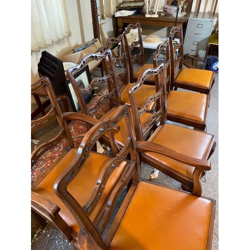 1722 - A set of eight (6 + 2) mahogany dining chairs with ladder backs and claw and ball feet