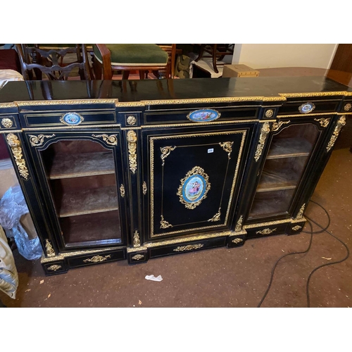 1726 - A good 19th Century break front credenza with gilt metal and Severs  panels, 71