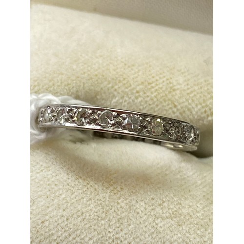 144 - A EDWARDIAN PLATINUM FULL DIAMOND ETERNITY RING BOXED