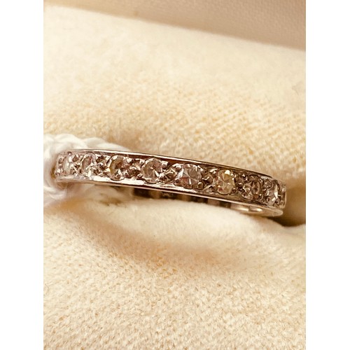 144 - A EDWARDIAN PLATINUM FULL DIAMOND ETERNITY RING BOXED