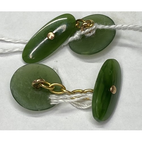 241 - A pair of fine jade and gold Edwardian cufflinks