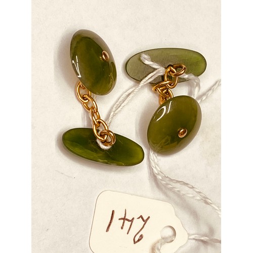 241 - A pair of fine jade and gold Edwardian cufflinks