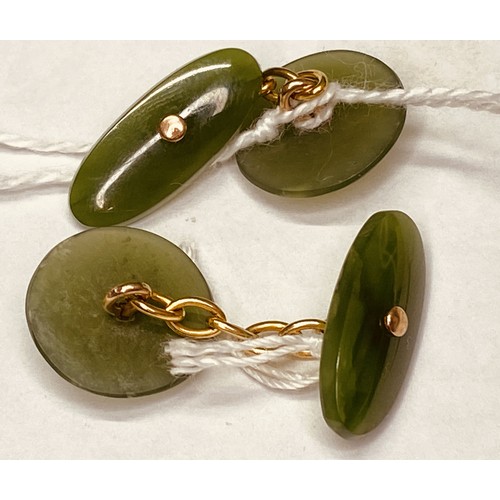 241 - A pair of fine jade and gold Edwardian cufflinks