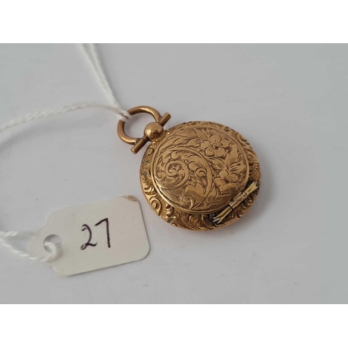 27 - Circular engraved gold B & F locket