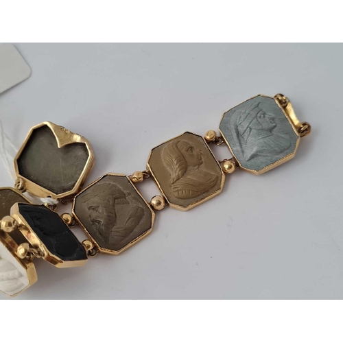 57 - EARLY VICTORIAN HIGH CARAT finely carved Lava cameo bracelet