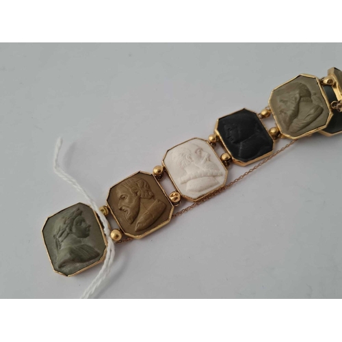 57 - EARLY VICTORIAN HIGH CARAT finely carved Lava cameo bracelet