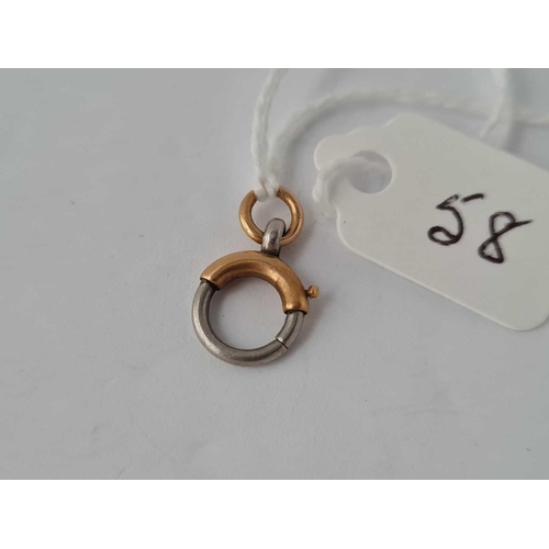 58 - Edwardian 2 colour high carat gold & platinum bolt ring clasp 1,3g