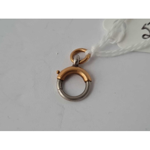 58 - Edwardian 2 colour high carat gold & platinum bolt ring clasp 1,3g
