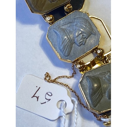 57 - EARLY VICTORIAN HIGH CARAT finely carved Lava cameo bracelet