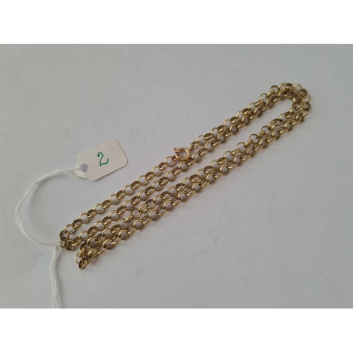 2 - Belcher link neck chain 9ct 21 inch 15.4gms