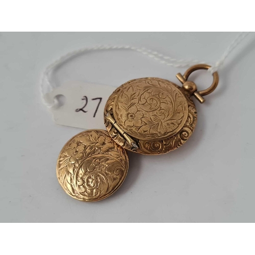 27 - Circular engraved gold B & F locket