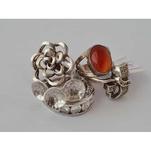 108 - Five good silver stone set rings