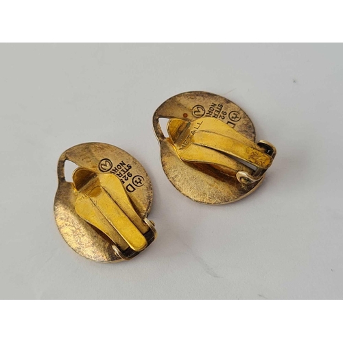 130 - Silver enamelled clip earrings, signed D-A for David Anderson also marked
�925 sterling Norway�