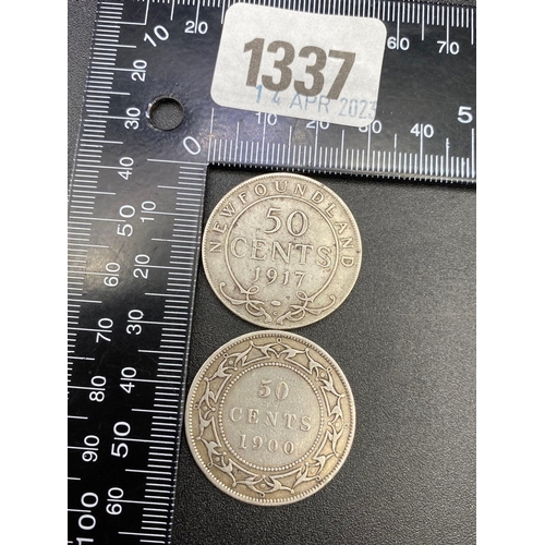 1337 - Newfouondland 50 cents 1900 and 1917