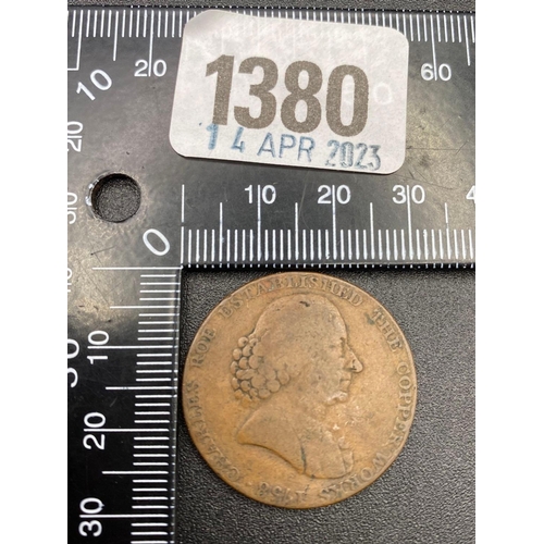 1380 - Macclesfield half penny token for the copper works 1790