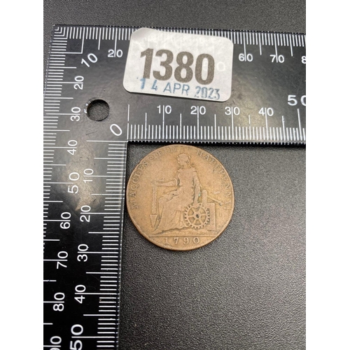 1380 - Macclesfield half penny token for the copper works 1790