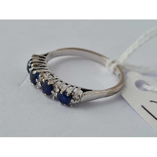 168 - A sapphire & diamond half hoop ring in 18ct gold size P 3.1g inc