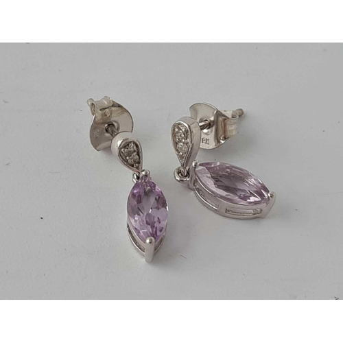 193 - A pair of 9ct amethyst drop earrings 1.9g inc