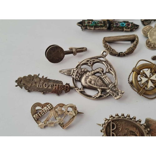 217 - A quantity of assorted silver brooches