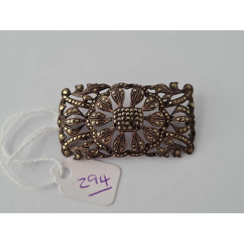 294 - A silver and marcasite panel brooch