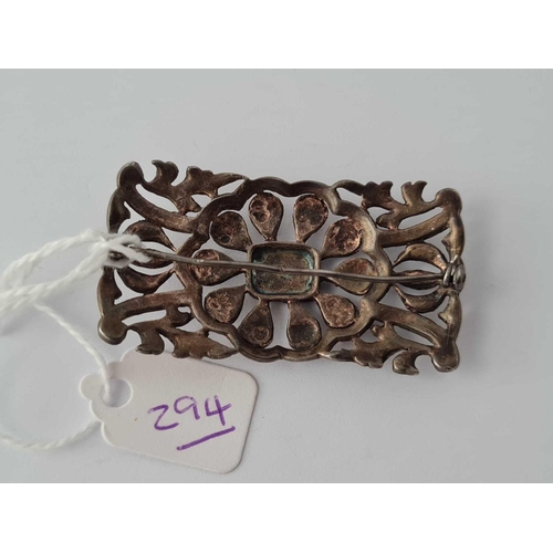 294 - A silver and marcasite panel brooch