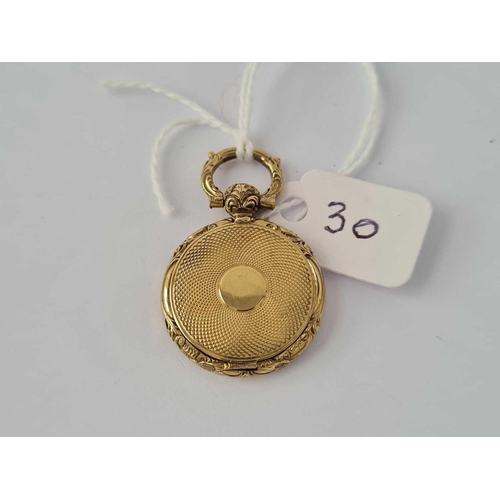 30 - Antique Georgian gold back & front locket vinaigrette pendant, 23mm diameter