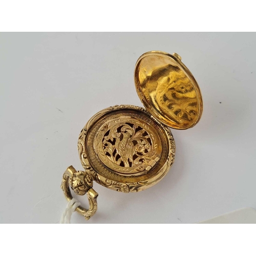 30 - Antique Georgian gold back & front locket vinaigrette pendant, 23mm diameter