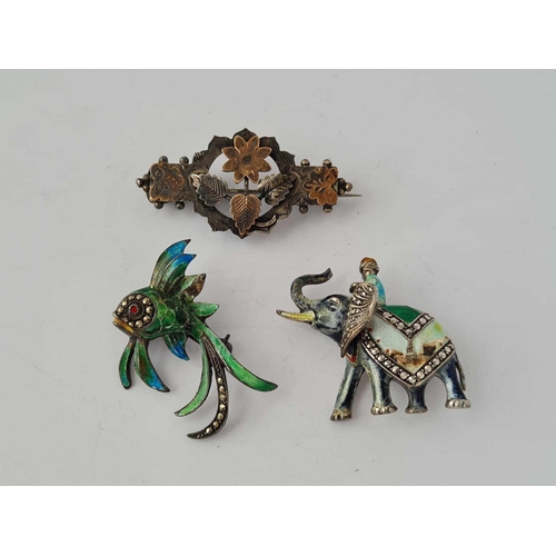 315 - Two enamel brooches and one other