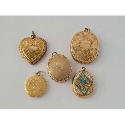 316 - Five assorted gilt lockets