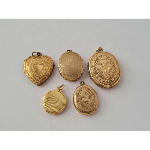 316 - Five assorted gilt lockets