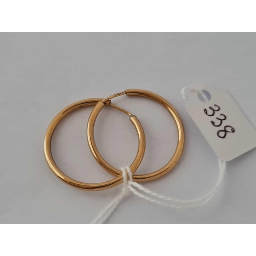 338 - A pair of hoop earrings 9ct 2.4 gms