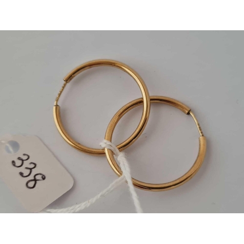 338 - A pair of hoop earrings 9ct 2.4 gms