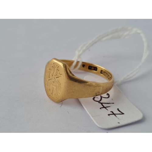 347 - A gents 9ct signet ring size S 4.5g