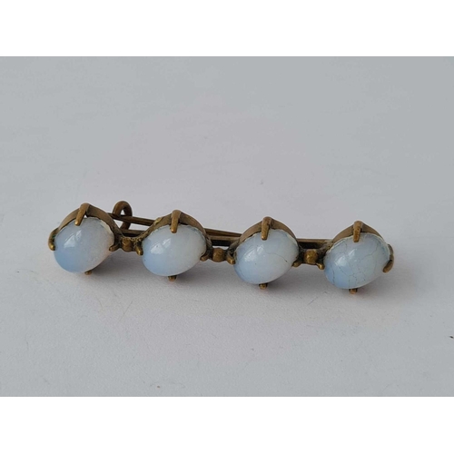 349 - A moonstone metal bar brooch and 2 pairs vintage silver screw back earrings