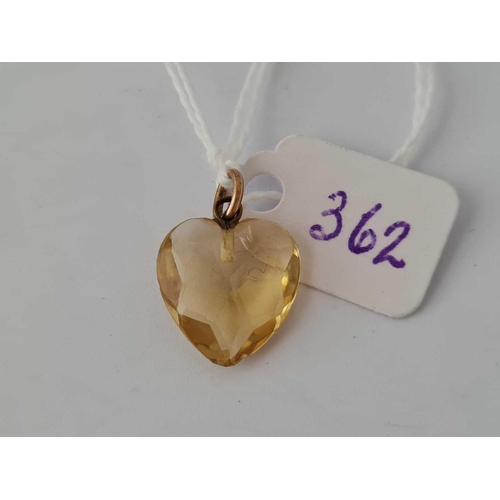 362 - A heart pendant with 9ct loop