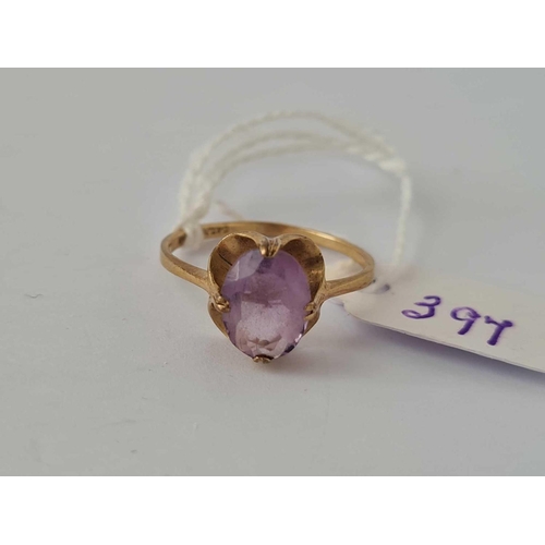 397 - A amethyst ring 9ct size N