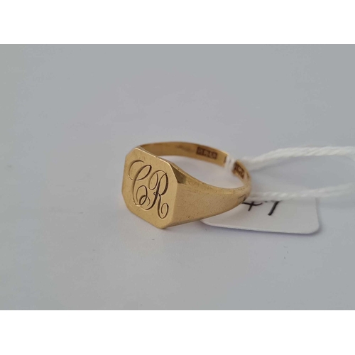 47 - A signet ring 18ct gold size U     5.4 gms