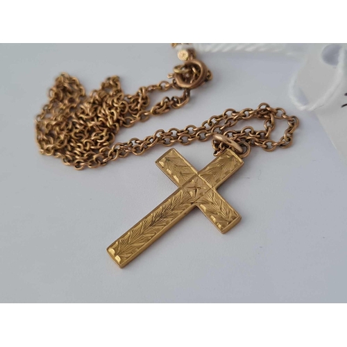 48 - A cross pendant on neck chain 9ct 16 inch     3.7 gms