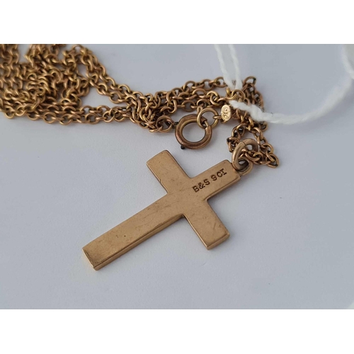 48 - A cross pendant on neck chain 9ct 16 inch     3.7 gms