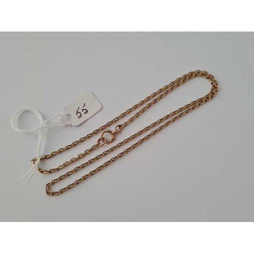 55 - A Edwardian rose gold chain with bolt ring clasp 9ct 18 inch     7 gms