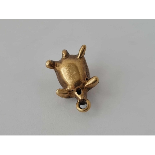 88 - A unusual antique gold tortoise charm  set with diamonds