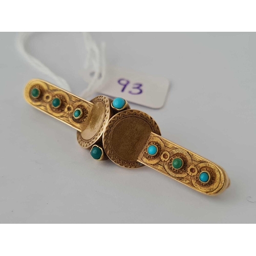 93 - A turquoise brooch 15ct gold    6.6 gms