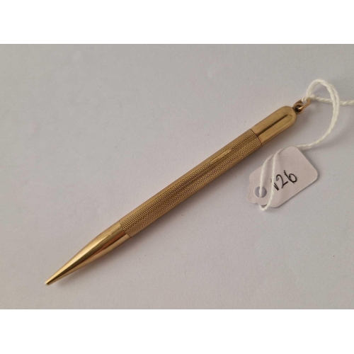 126 - A propelling pencil, 9ct, 19.9 g.