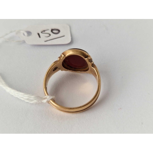 150 - A Victorian carnelian stone ring stone scratched 15ct gold size Q 6.1 gms