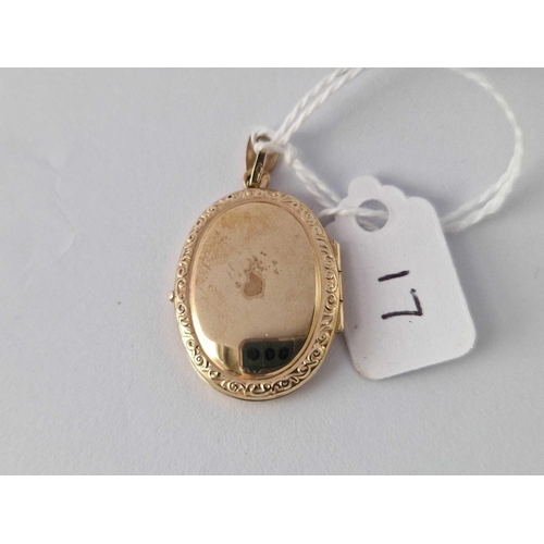 17 - 9ct hallmarked locket with enamelled butterfly to the front