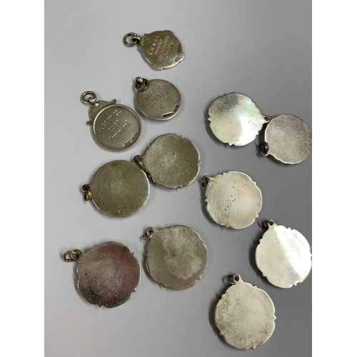 172 - Antique Medals Fobs x 12  Some Hallmarked Silver