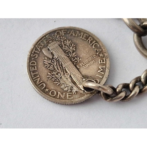 188 - A fancy oblong link albert set with coin fob 14 inch