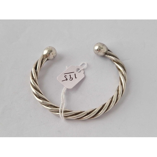 195 - A silver torque bangle 39 gms