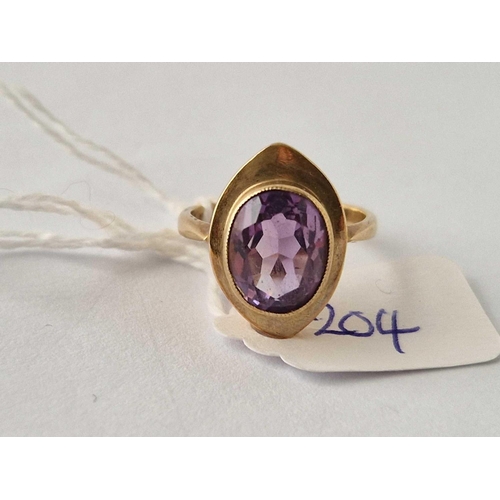 204 - An amethyst ring in 9ct size K 4g inc