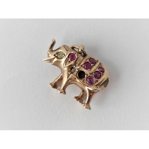 242 - A gold gem set elephant charm some missing 4.4 gms